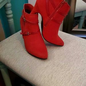 Pair of ..me too Red high heel ankle boots